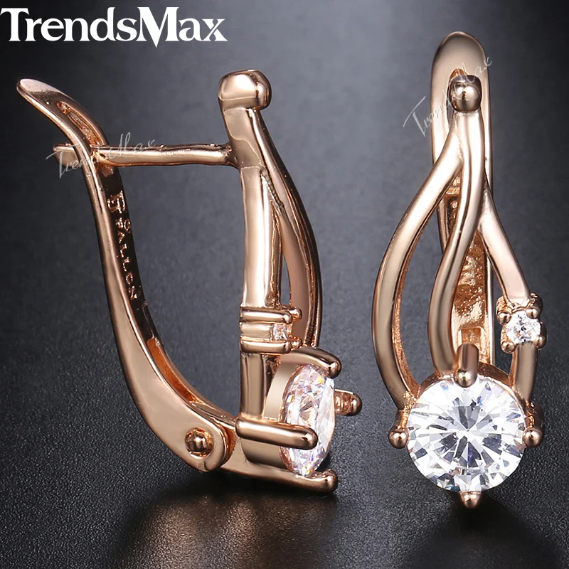 Trendsmax Women's Earrings Leaf Shaped Crystal Cubic Zircon Earrings Valentines Gifts For Women Party Wedding Jewelry KGE152