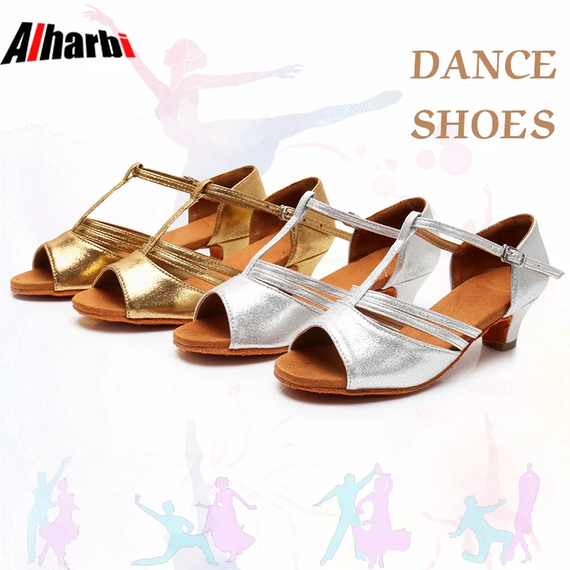 

Alhaibi Woman Dance Shoes Tango Latin Dance Shoes for Kids Girls Children Women Ladies Med Heel