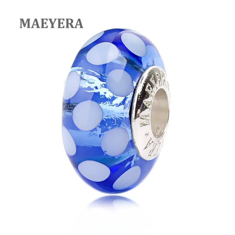 MAEYERA подлинные бусины из стерлингового серебра 925 пробы светло голубые