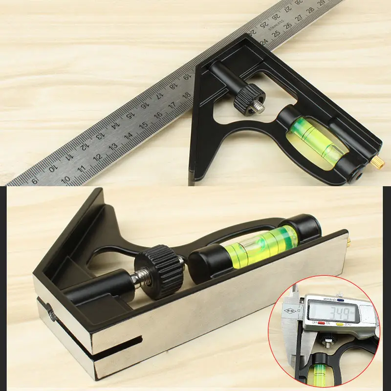 

300x105mm Combination Square Adjustable Right Angle Ruler With Bubble Level Measuring Tools CLH@8