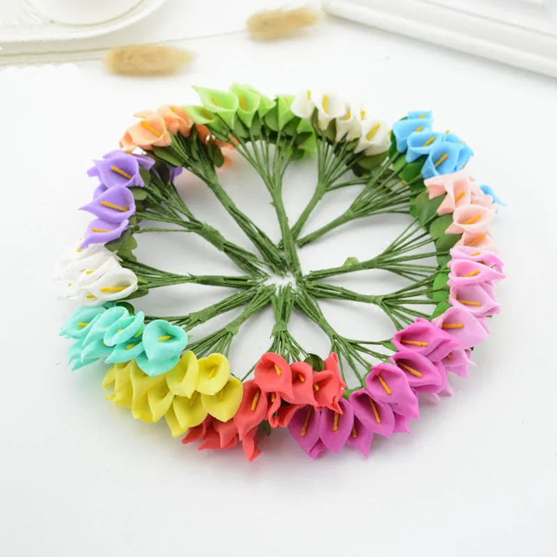 12pcs Mini Foam Calla Lily Fake Flowers Bouquet Artificial Flowers for Decoration Wedding Decoration Valentine's Day Present.Q 12pcs Mini Foam Calla Lily Fake Flowers Bouquet Artificial Flowers for Decoration Wedding Decoration Valentine's Day Present.Q