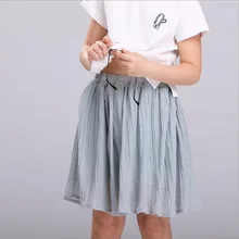 Новая летняя плиссированная юбка для девочек длинная юбка детская одежда Пляжная стильная детская одежда серый/белый