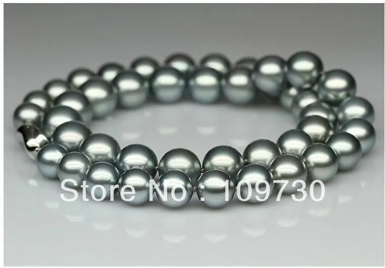 

Jewelry 001717 ELEGANT 9-10MM TAHITIAN NATURAL SILVER GREY PEARL NECKLACE 18INCH