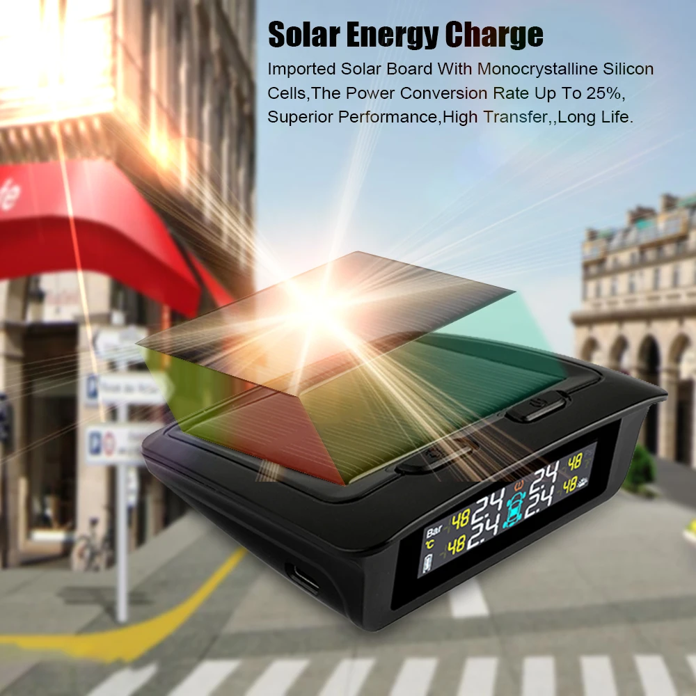 TPMS Sensor Tire Pressure Monitoring System Power Universal Wireless Real-time Displays 4 Tire Pressure Temperature Solar TPMS TPMS Sensor Tire Pressure Monitoring System Power Universal Wireless Real-time Displays 4 Tire Pressure Temperature Solar TPMS