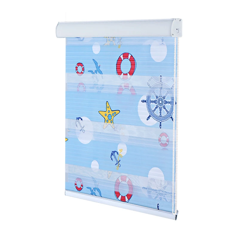 

CASAYA Mediterranean style children's blinds, Printed zebra blinds, double layer curtains bedroom/ living room/ bathroom