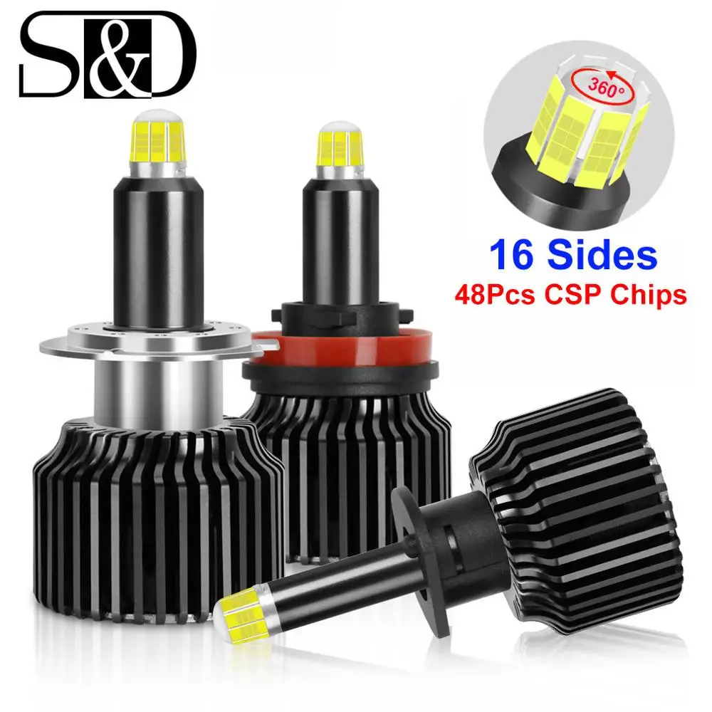 H1 H7 светодиодный H11 H8 HB3 9005 HB4 9006 3D 16 side 48SMD светодиодные фары CSP 50 Вт 18000LM