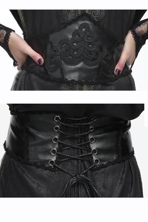 

Devil Fashion Gothic Cummerbunds Women Black PU Belt Court Corset