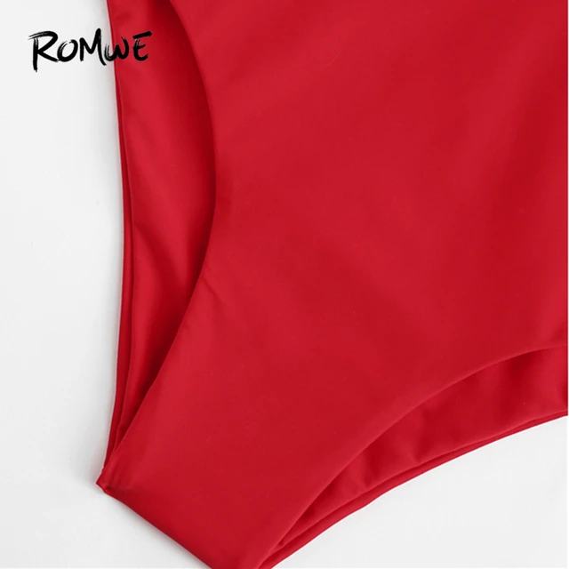 Romwe спортивный сексуальный глубокий v-образный вырез с бантом на плече, Цельный купальник, женский летний купальный костюм, пляж бассейн, спл... 3