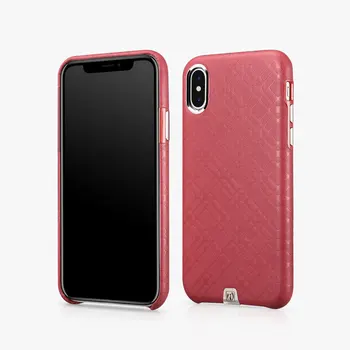 

ICARER Luxury Genuine Leather Check Pattern Anti-knock Full Protective Back Cover For Apple iPhone X XS 5.8" Phone Case Funda