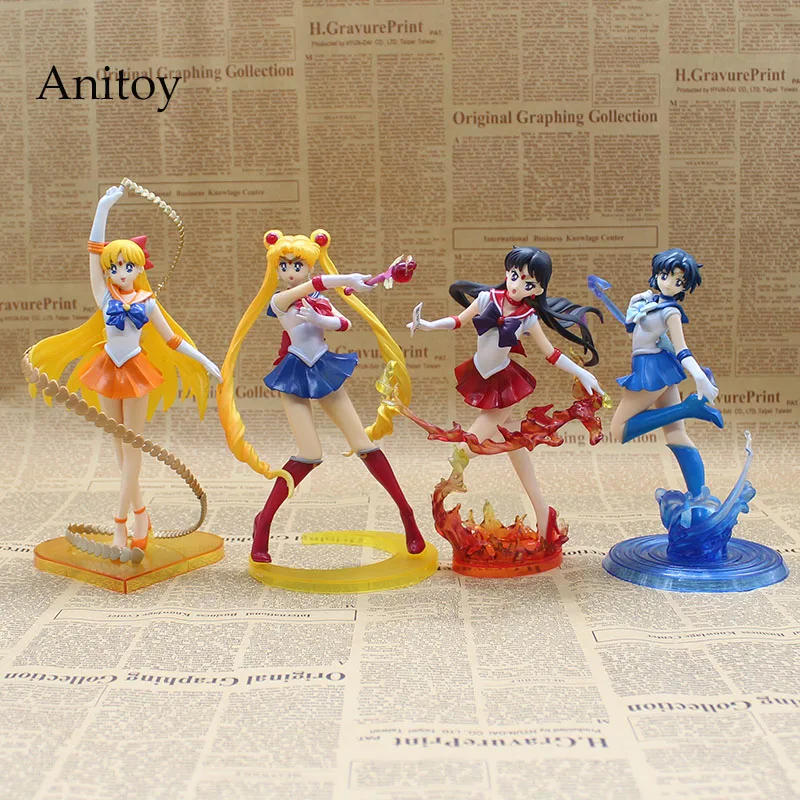 

Anime Figures Sailor Moon 20th Anniversary Sailor Moon Mars Venus Mercury PVC Action Figure Collectible Model Toy