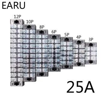 

1pc 25A 600V Dual Row Barrier Screw Terminal Block Wire Connector TB Series 3 4 5 6 8 10 12 Positions Ways Factory Wholesale