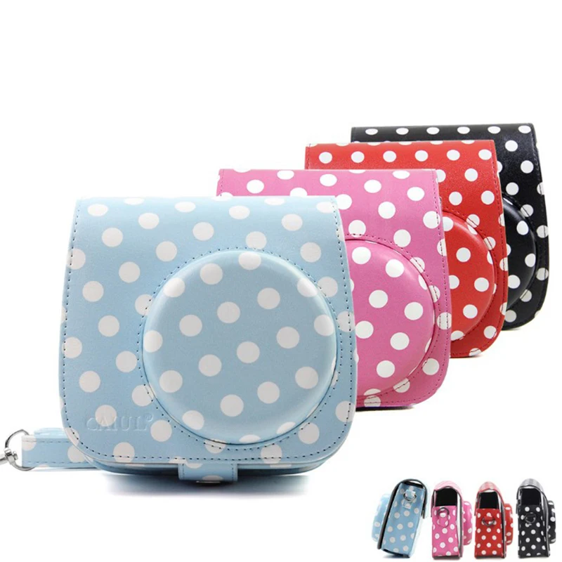 

Colorful Dot Pattern PU Leather Case for Fujifilm Fuji Instax Mini 9 8+ 8 Camera Bag Case Protector Instant Backpack Handbag