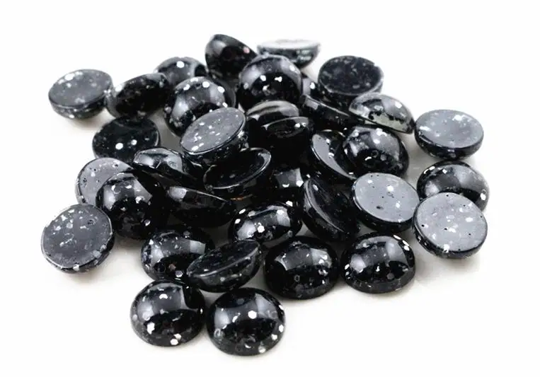 

New Fashion 40pcs 12mm Black Color Flat Back Resin Cabochons Cameo G5-06