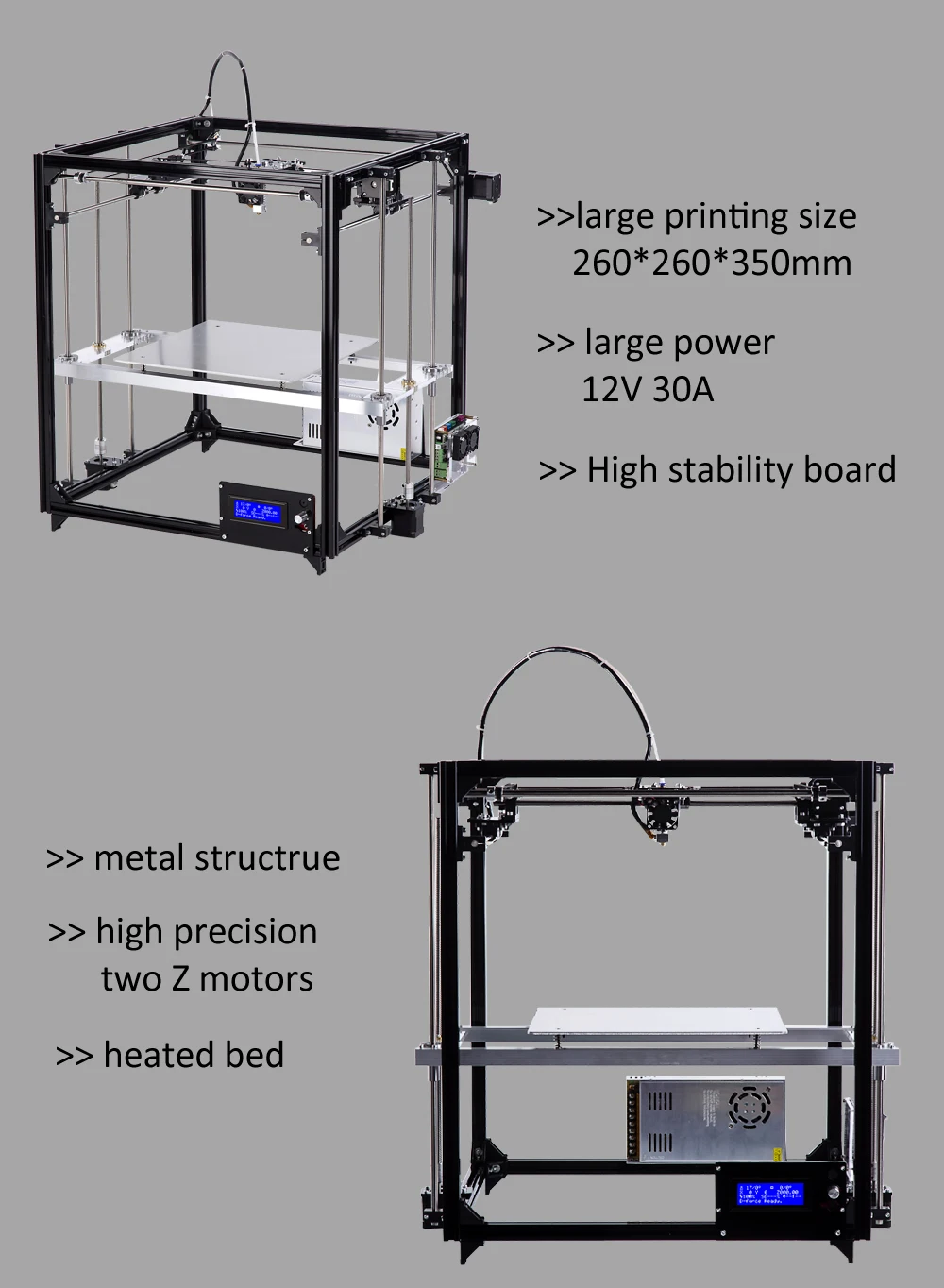 Алюминиевая конструкция Сделано в Китае Flsun 3d принтер большого размера 260*260*350 мм кровать с подогревом с одним рулоном нити SD карты