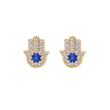 Высокого качества Модные ювелирные изделия Блестящий Цирконий Хамса рука серьги гвоздики для женщин крошечные прелестные серьги подарок аксессуары