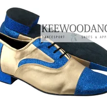 Новинка; золотисто-синий латинский бальный танец; качественные мужские туфли для танго вечерние туфли; свадебные туфли;