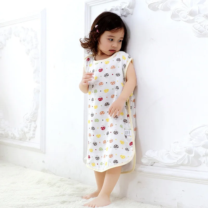 

6-24 Months Baby Pure Cotton Cartoon Printing High Density Sleeping Bag Summer Four Layers Gauze Breathable Swaddling Clothes