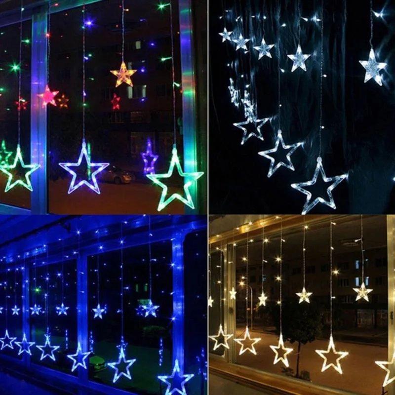 

2.5M 138leds 8 Mode Star Led Curtain Icicle String Lights Romantic Holiday Christmas Light For Ramadan Wedding Garland Party