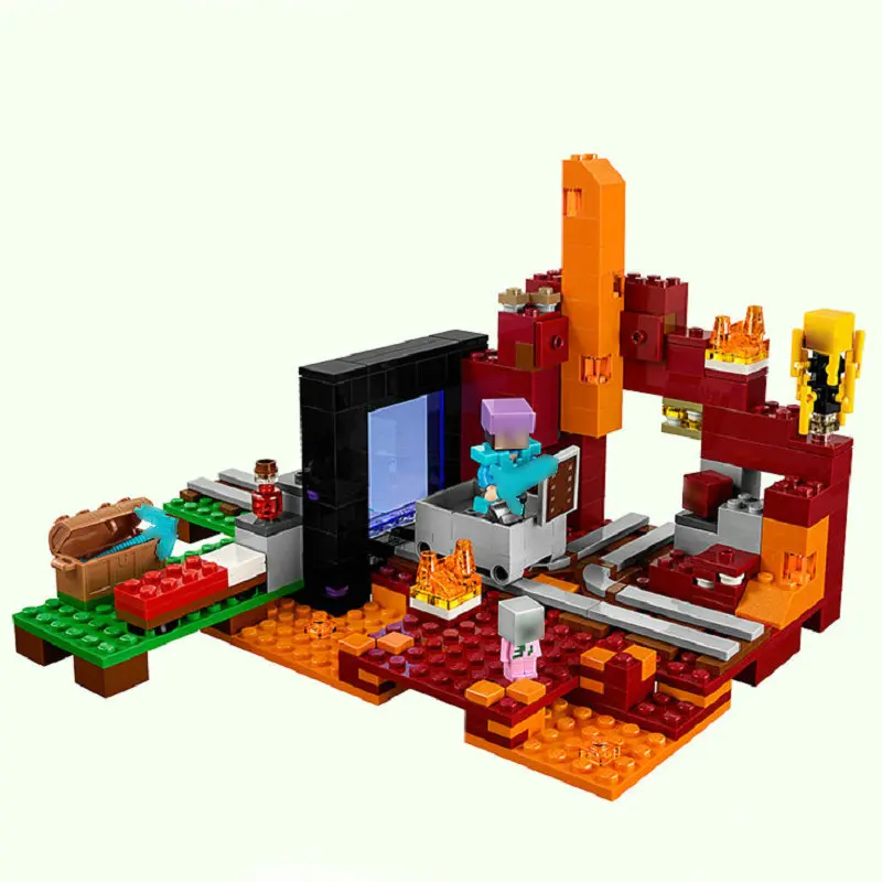

Minecrafted Building Bricks Blocks Series The Nether Portal With Action Figures Compatible LegoINGly Gift For Children Education