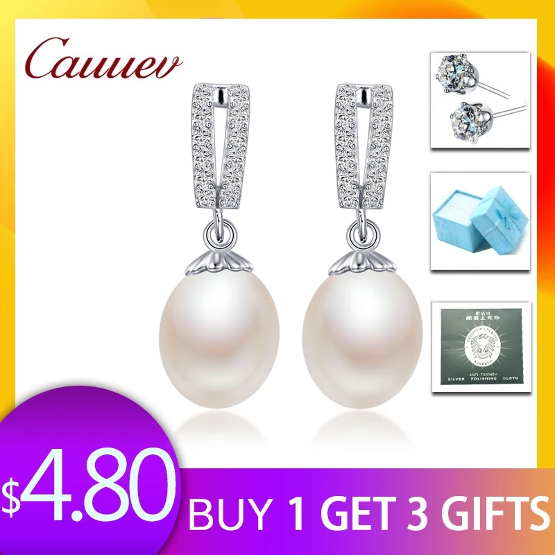 

AAAA High quality 100% Natural pearl long drop earrings 2018 Hot selling 925 sterling silver zircon jewelry for women 5 colors