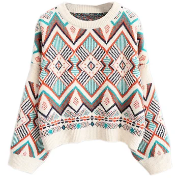 

2018 autumn winter short sweaters women pullovers o-neck loose fashion knitted pull outwear tops