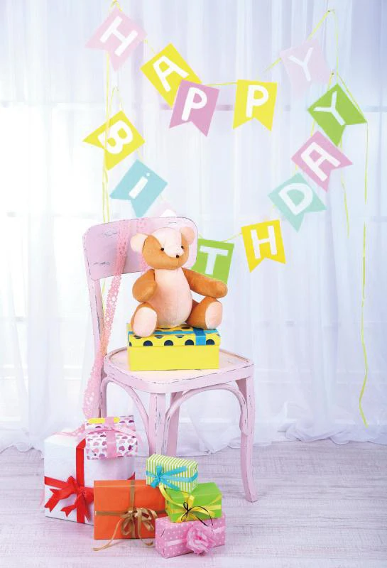 Laeacco Happy Birthday Party Toy Bear Gift Scene Baby Photography Background Customized Photographic Backdrops For Photo Studio Laeacco Happy Birthday Party Toy Bear Gift Scene Baby Photography Background Customized Photographic Backdrops For Photo Studio