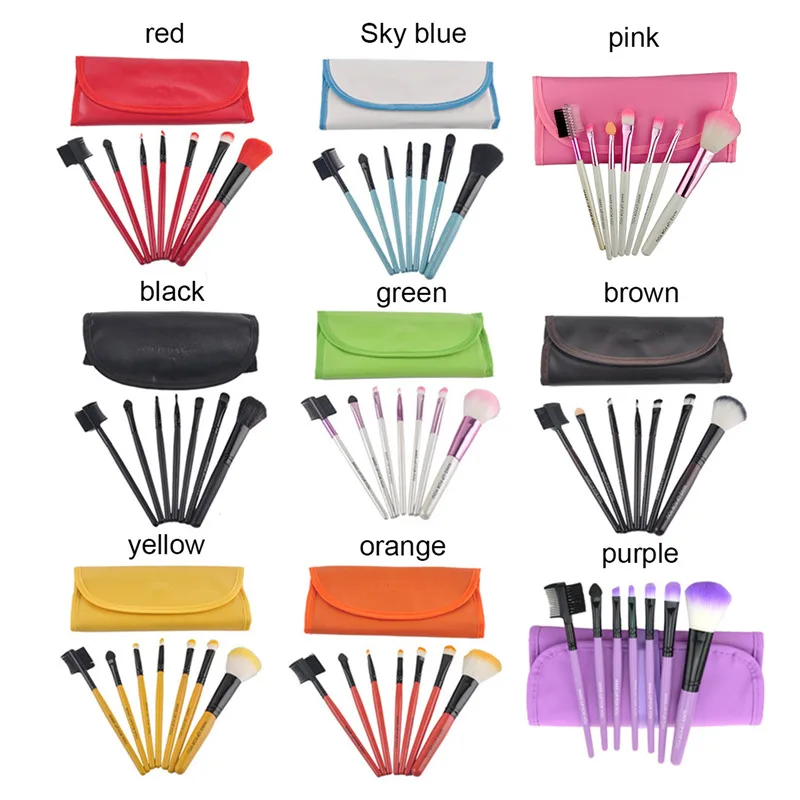 

Professional 7 PCS Makeup Brushes Set Tools Make-up Toiletry Kit Wool Brand Make Up Brush Set Case Cosmetic Foundation Brush
