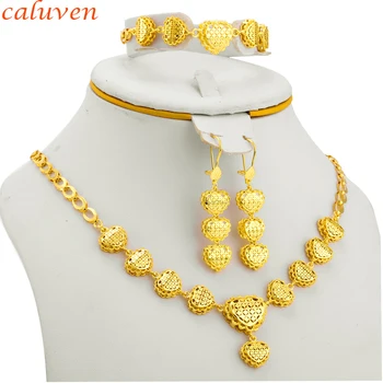 

Small Heart Arab/African Jewelry Gold Color Ethiopian Jewelry Sets Party Gifts Necklace/Earring for Women/Girls