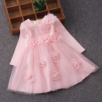 

Toddler Girls Sweety Flowers Dresses Baby Girl Princess Birthday Party Dress Ball Gown Tutu Kids Vestido Children's Clothing