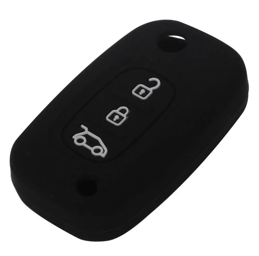 Ji15ps 3 кнопки силиконовый чехол для ключей от машины покрытие кожи для Lada Priora Sedan Sport Kalina Granta Vesta X-Ray XRay - Название цвета: black