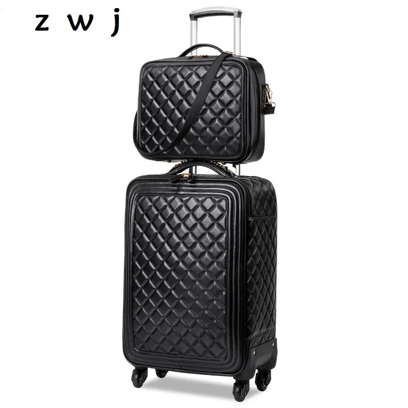 

20,24 Inches women handbag wheel suitcases spinner travel trolley bag PU leather luggage sets