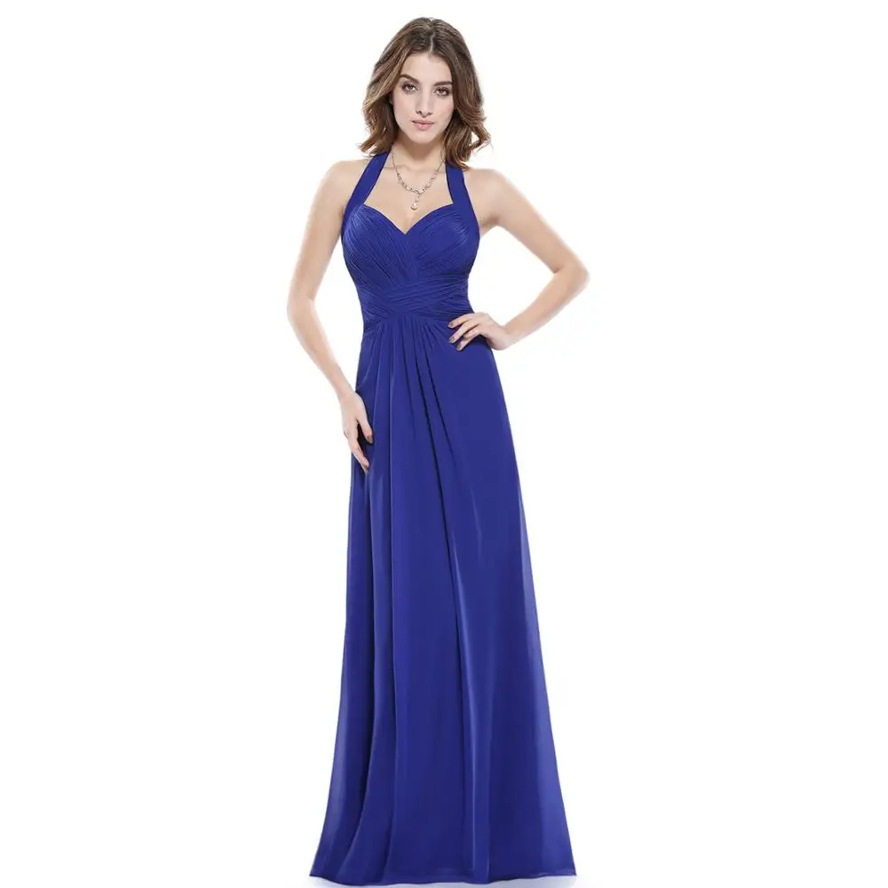 Платья выпускного вечера сексуальные холтер империи зеленый длиной макси свадебные платья феста лонго EP08487 быстрый бесплатный новое поступление - Цвет: Sapphire Blue