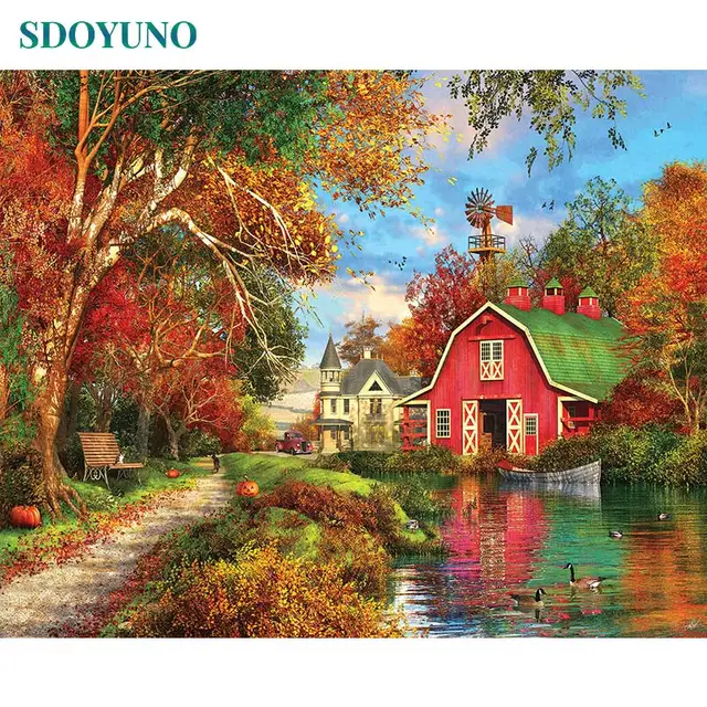 Riverside Barn Farm Painting By Numbers Kit