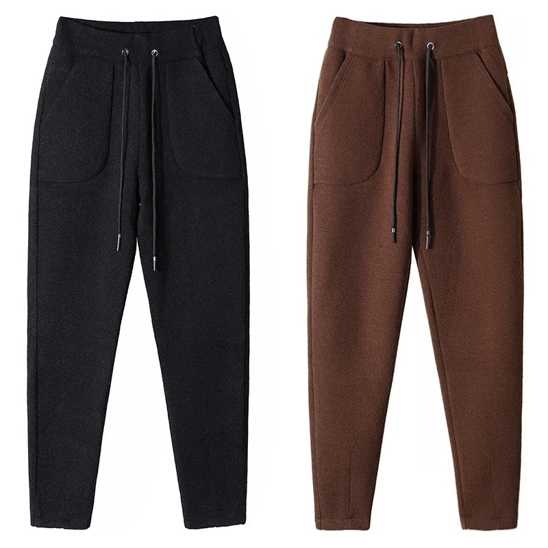 Women Woolen Pants 2018 Autumn Winter New Fashion Female Solid Casual