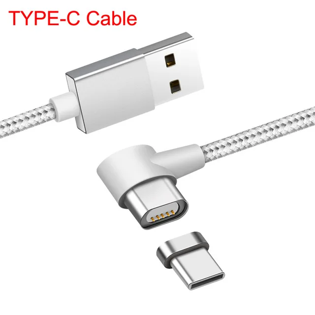 Локоть Магнитный зарядный кабель Micro USB/IOS/type C USB провод для быстрого заряда магнит зарядное устройство s для iPhone samsung Android мобильный телефон - Тип штекера: Silver For Type C