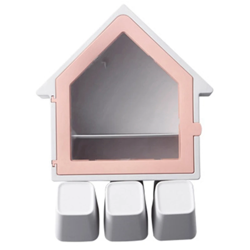 

Creative Bathroom Cosmetics Storage Wall Mount Toothbrush Holder Suction Cup Set Bathroom Storage Box Case Household Items Wit