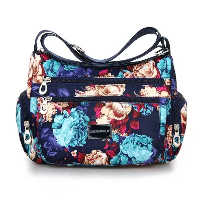 Модная женская сумка через плечо из водонепроницаемого нейлона, легкая сумка-мессенджер с цветами, милая свежая сумка для отдыха или путешествий, цветная сумка-хобо - Цвет: 5