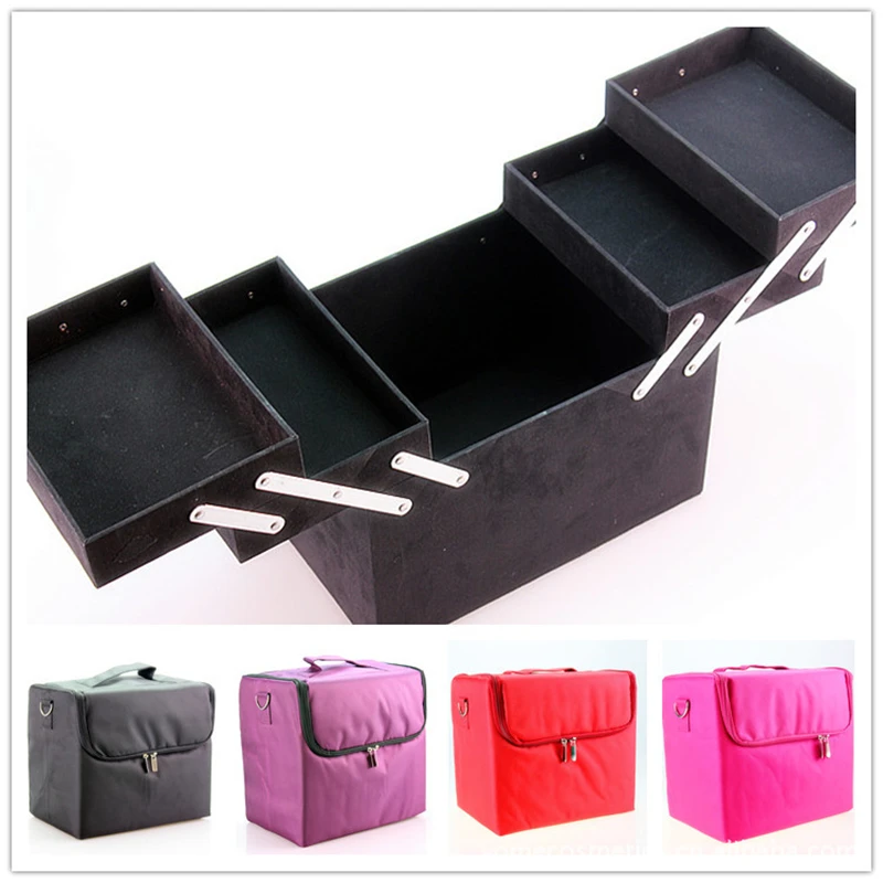 Gertimo Makeup Professional Storage Beauty Box Travel Cosmetic Organizer Carry Case Black Professional Makeup