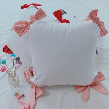 

Candy Color Bowknot 100% Cotton Cushion Cover Cute Pillow Cover Home Bedding Wedding Gift Design Pillow Case 45*45cm