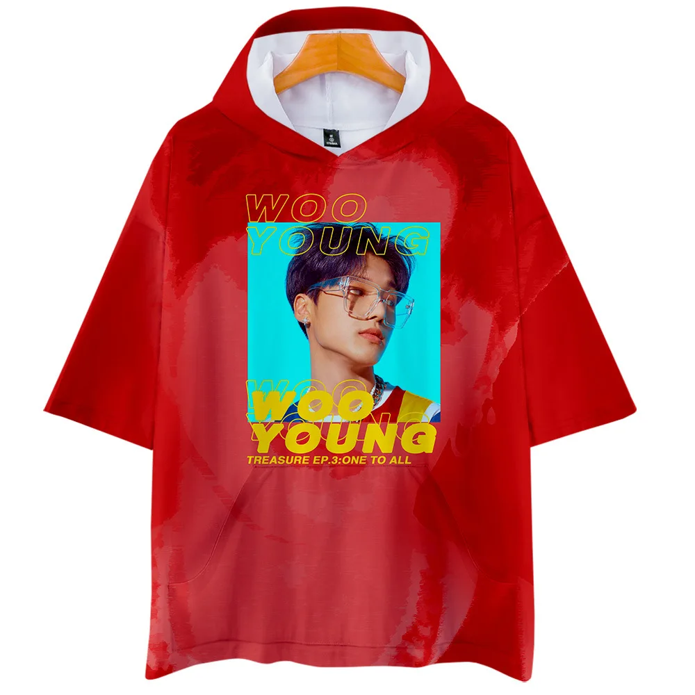 Корейская Мода KPOP ATEEZ альбом 3D печать короткий рукав с капюшоном футболка Женская Мужская Harajuku Повседневная Свободная хип хоп футболка летние топы