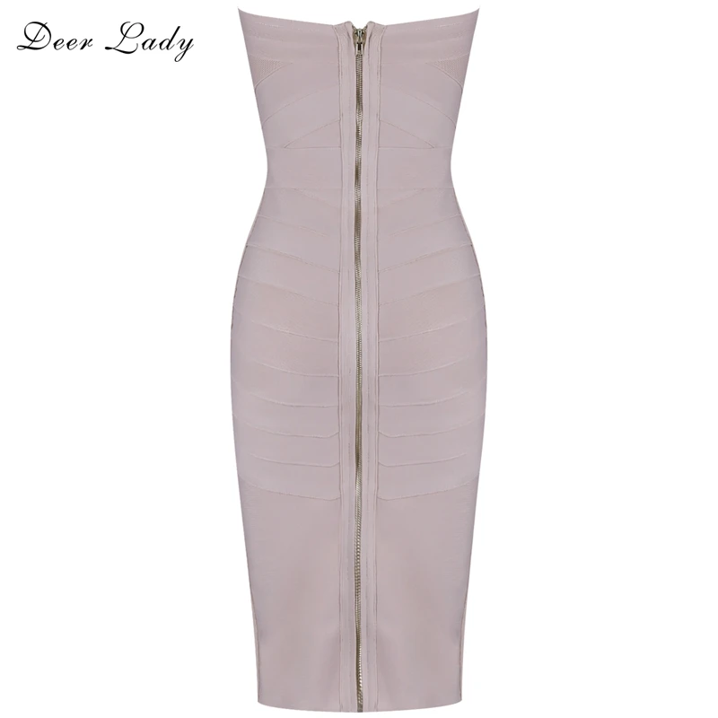 Deer Lady Women Bandage Dress Winter Strapless Bandage Dress Party Mini Hot Pink Bandage Dress Sexy Bodycon