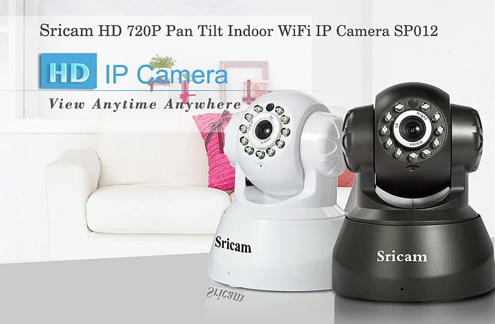 Sricam SP012 720P HD Wifi Wireless Network Webcam Security IP Camera PTZ TF Slot