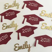 Пользовательские шапки и имя класса diplmoas выпускные confettis школа Реюньон Таблица Декор записки Scatters партии Decoartions