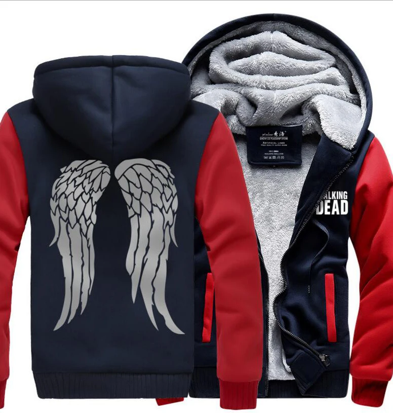 Men The Walking Dead Fleece coat Zombie Daryl Dixon Wings winter Sweatshirt 2017 new Tracksuit zipper