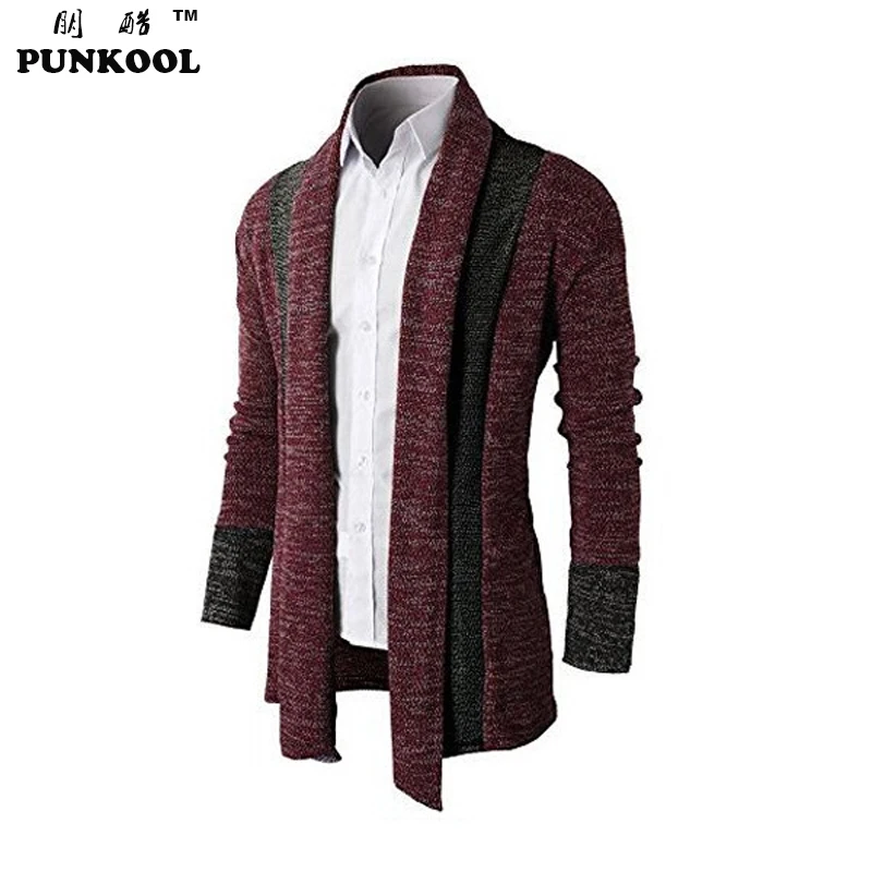 PUNKOOL Mens Cardigans Autumn Shawl Collar Cardigans Mens