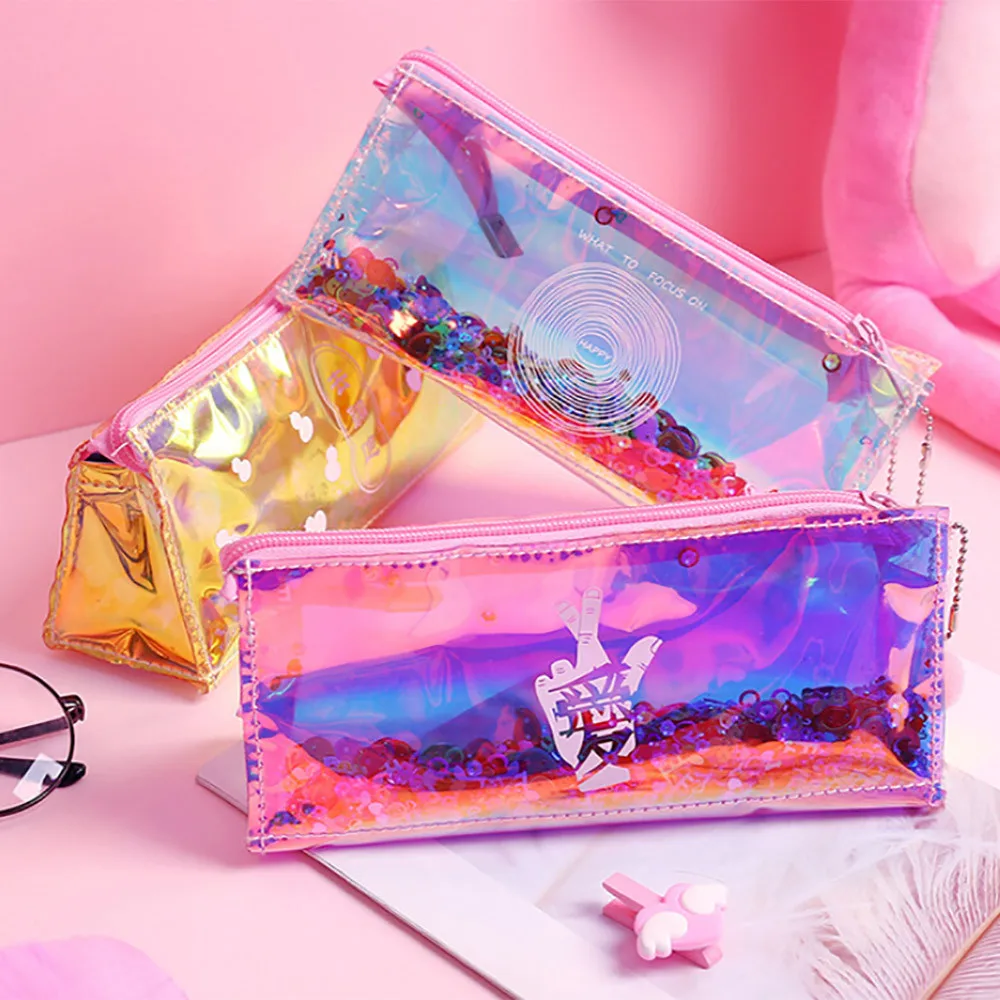 Милые Красочные Канцтовары Ручка Карандаш Чехол Iridescence мембраны материал
