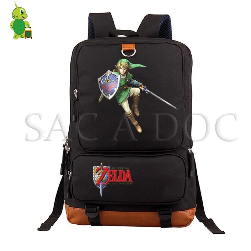 

The Legend of Zelda Game Link Backpack Women Men Canvas Laptop Backpack School Bags for Teenagers Large Travel Rucksack