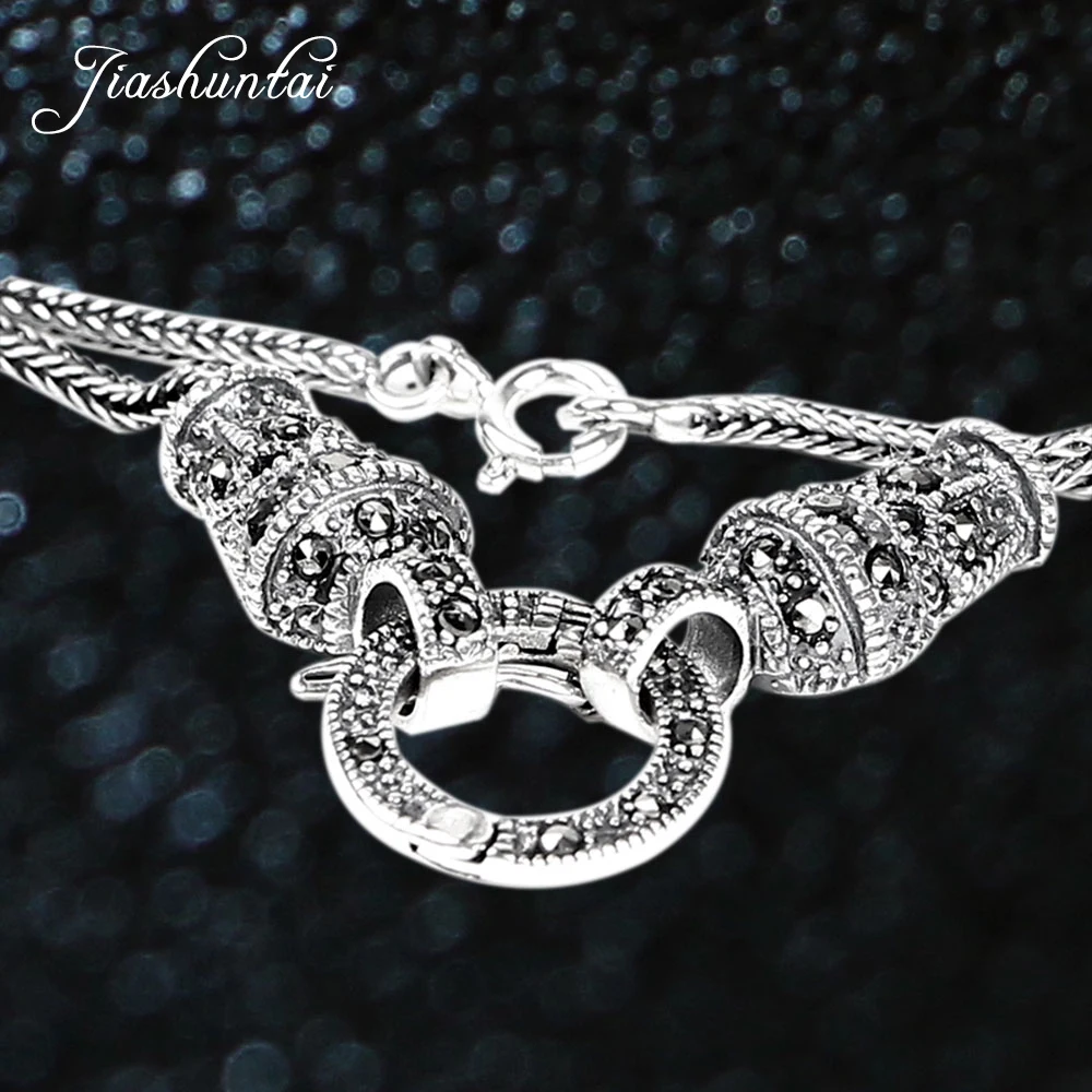 

JIASHUNTAI vintage silver 925 long statement necklace chain punk sterling-silver-jewelry bijoux animaux for women or men jewelry
