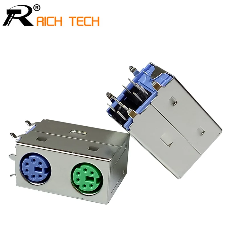 100pcs/lot Purple/Green MINI DIN connector for computer mouse connected