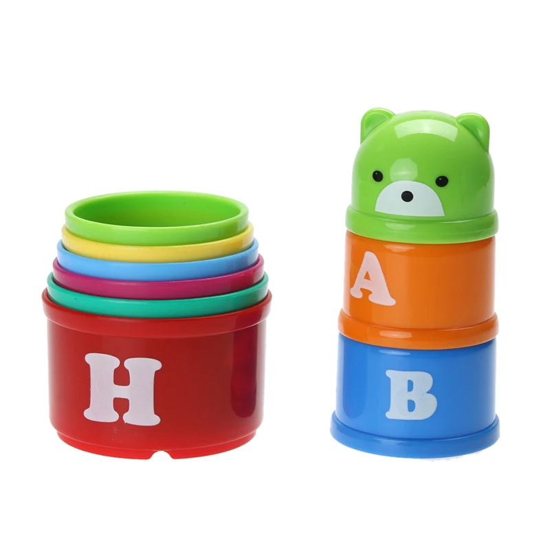Kids Fun Piles Cup Baby Bath font b Toy b font Stacking Pile Up Tower Count